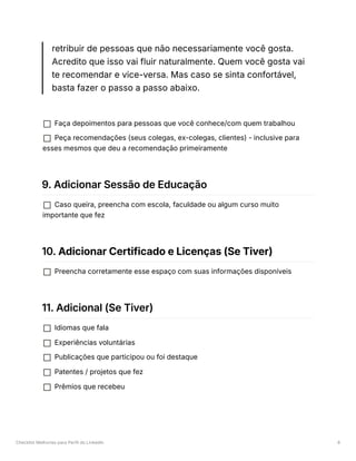 Checklist Melhorias para Perfil LinkedIn | PDF