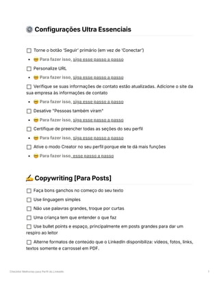 Checklist Melhorias para Perfil LinkedIn | PDF
