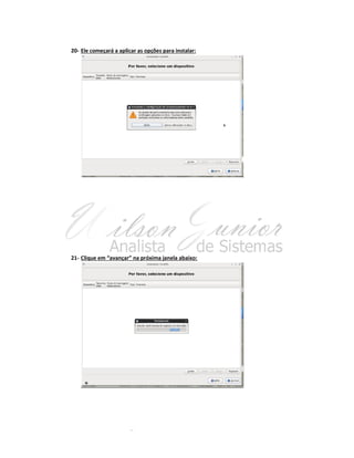 20- Ele começará a aplicar as opções para instalar:

21- Clique em “avançar” na próxima janela abaixo:

 