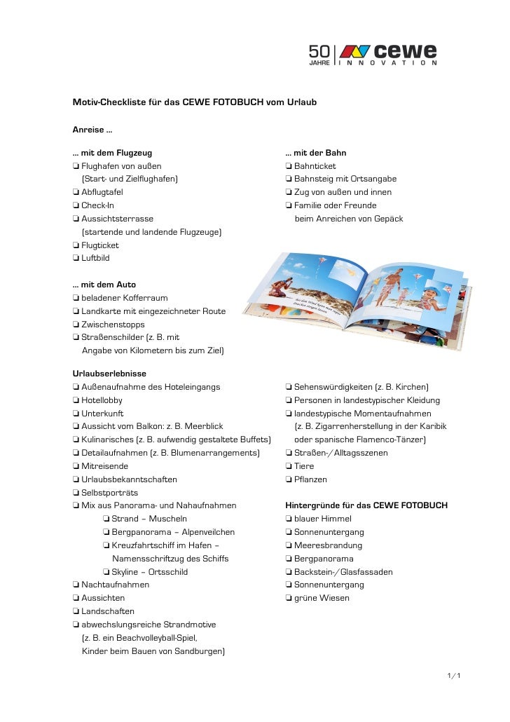 Checkliste Cewe Fotobuch Urlaub Pdf