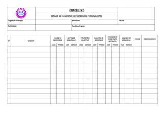 CHECK LIST EPP PARA DOCUMENTACION EN OBRA | PDF