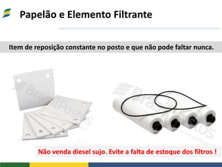 Papelão e Elemento Filtrante
Item de reposição constante no posto e que não pode faltar nunca.
Não venda diesel sujo. Evite a falta de estoque dos filtros !
 