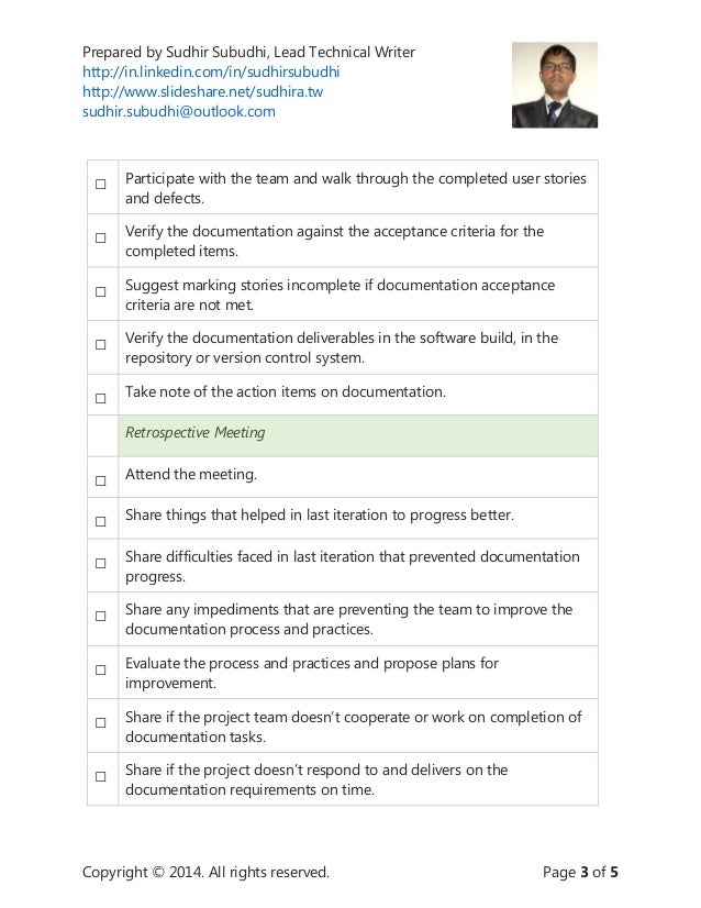 Checklist for Agile Technical Writer