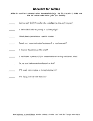 Checklist for choosing an issue | PDF