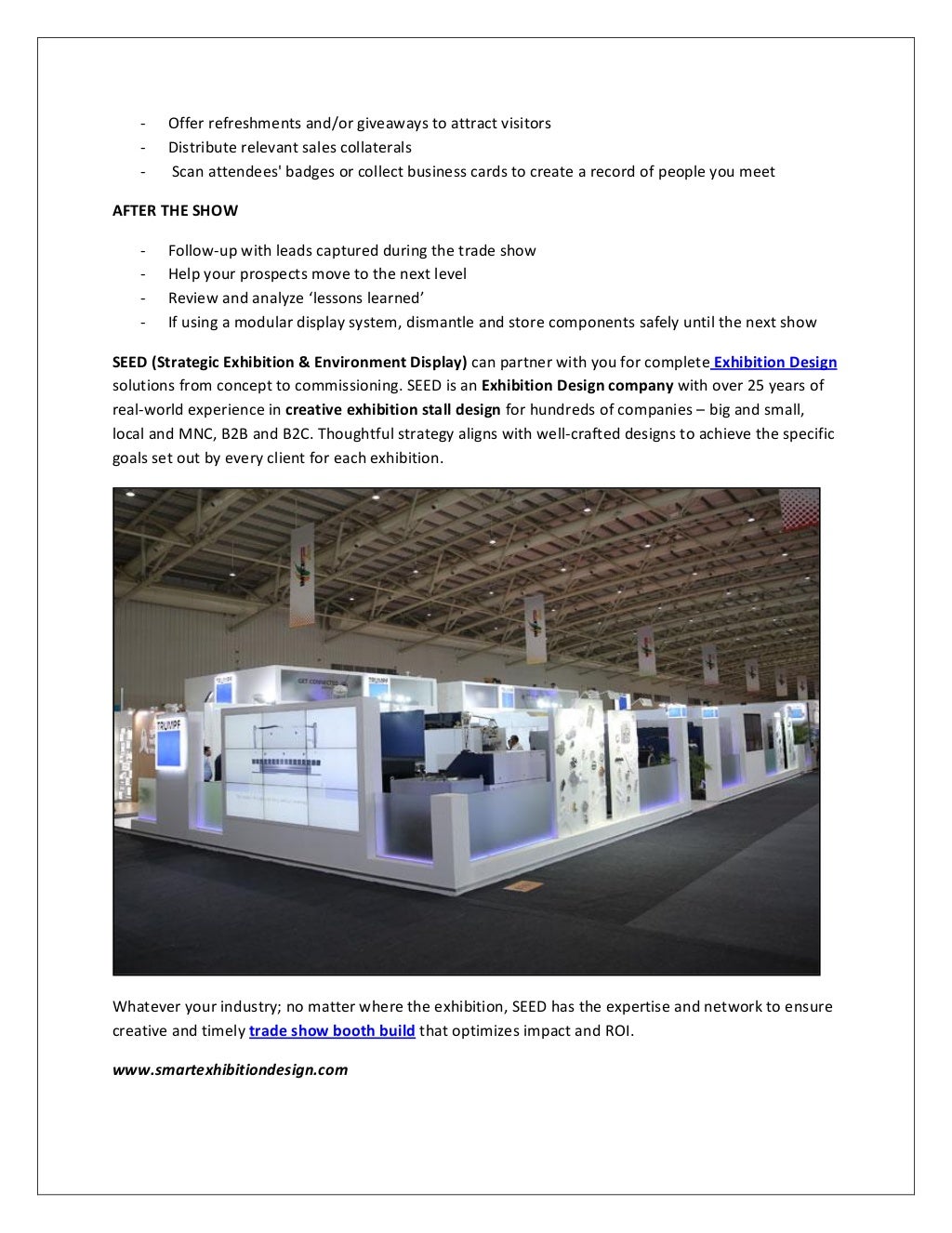 Checklist for effective exhibition stall