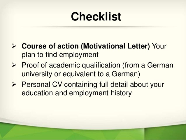 Checklist for germany job seeker visa