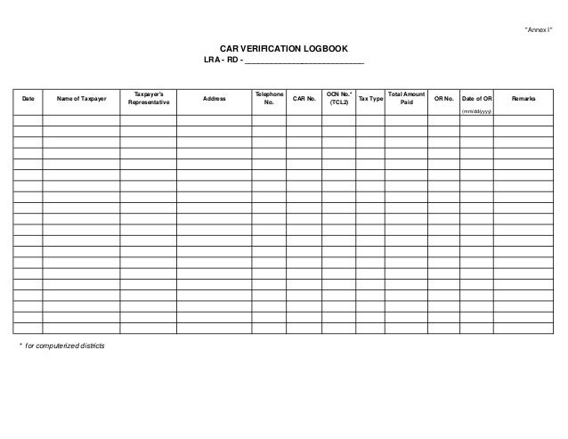 automobile logbook
