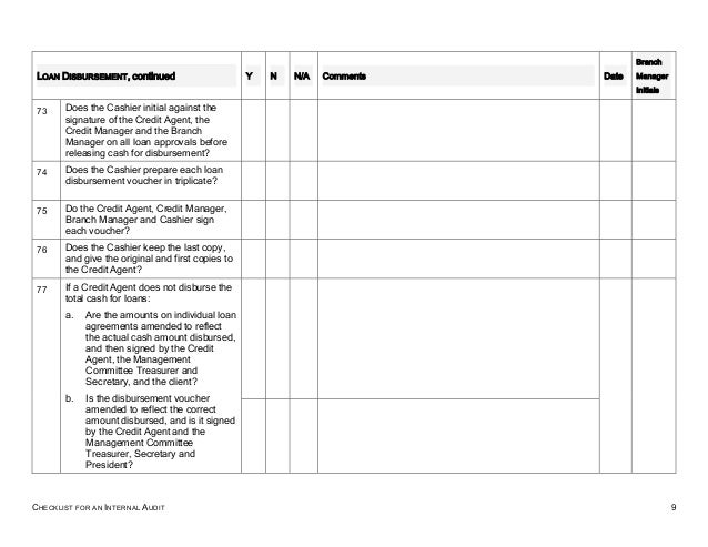 application form manager bank Checklist audit internal application form manager bank Checklist audit internal