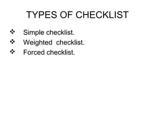 Checklist method