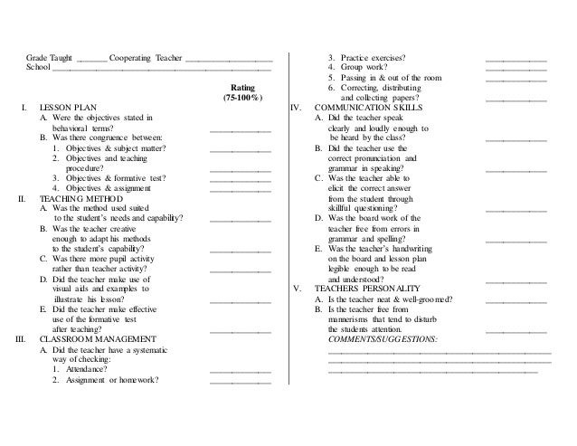 teacher checklist