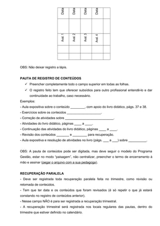 Check list para preencimento de pautas | DOC