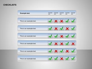 CHECKLISTS
Example text.
This is an example text.
This is an example text.
This is an example text.
This is an example text.
This is an example text.
This is an example text.
Example
text.
Example
text.
Example
text.
Example
text.
Example
text.
 
