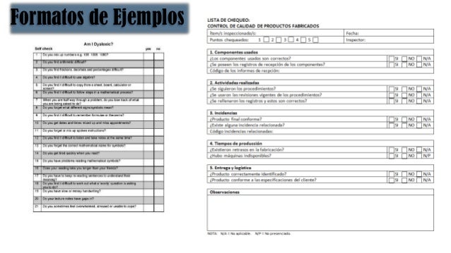 Resultado de imagen para checklist ejemplos