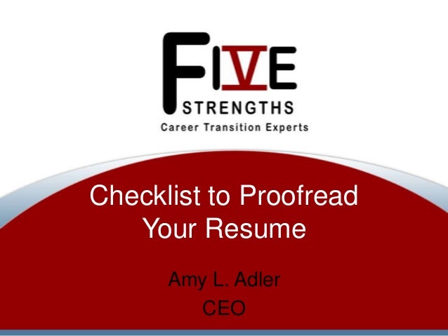 checklist to proofread your resume