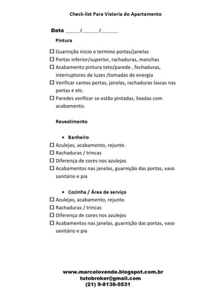 Check List para vistoria de imóveis_Marcelo Astuto_(21) 7832-4132