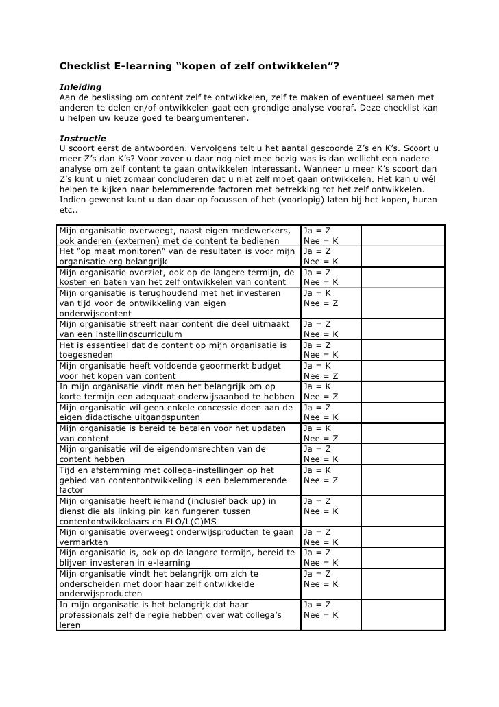 Checklist zelf maken of kopen