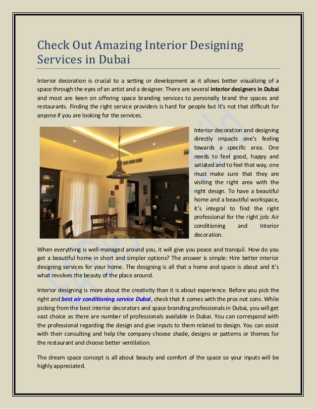 Check Out Amazing Interior Designing Services In Dubai