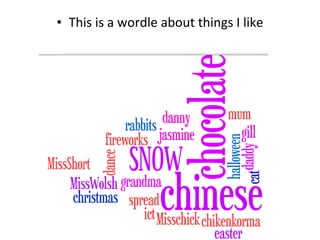 This is a wordle about things I like 