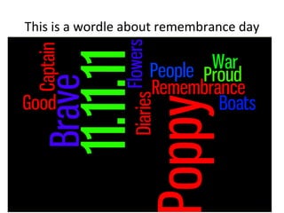 This is a wordle about remembrance day 