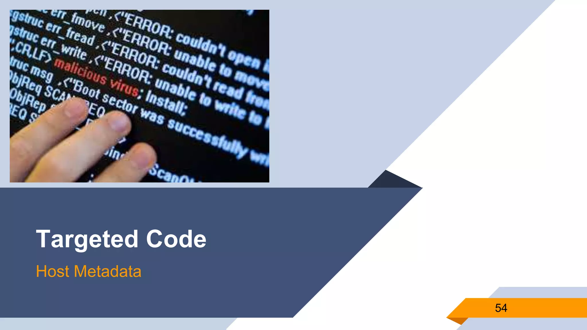 Targeted Code
Host Metadata
54
 