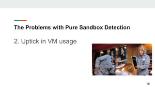 The Problems with Pure Sandbox Detection
2. Uptick in VM usage
15
 