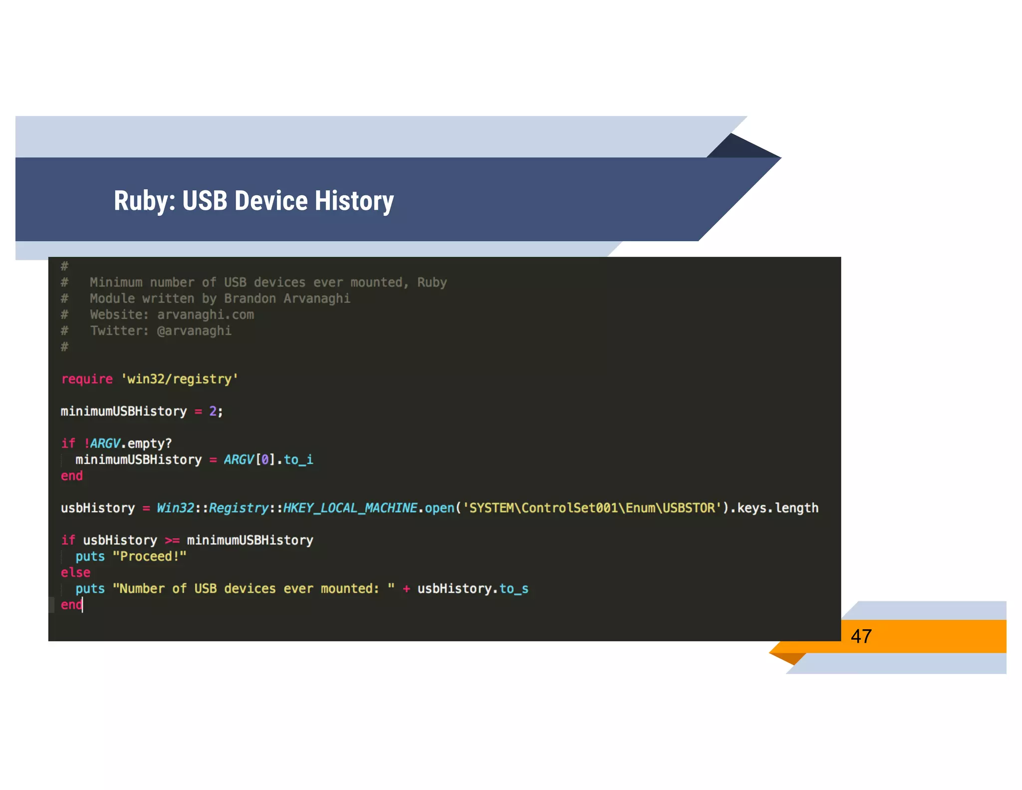 Ruby: USB Device History
47
 