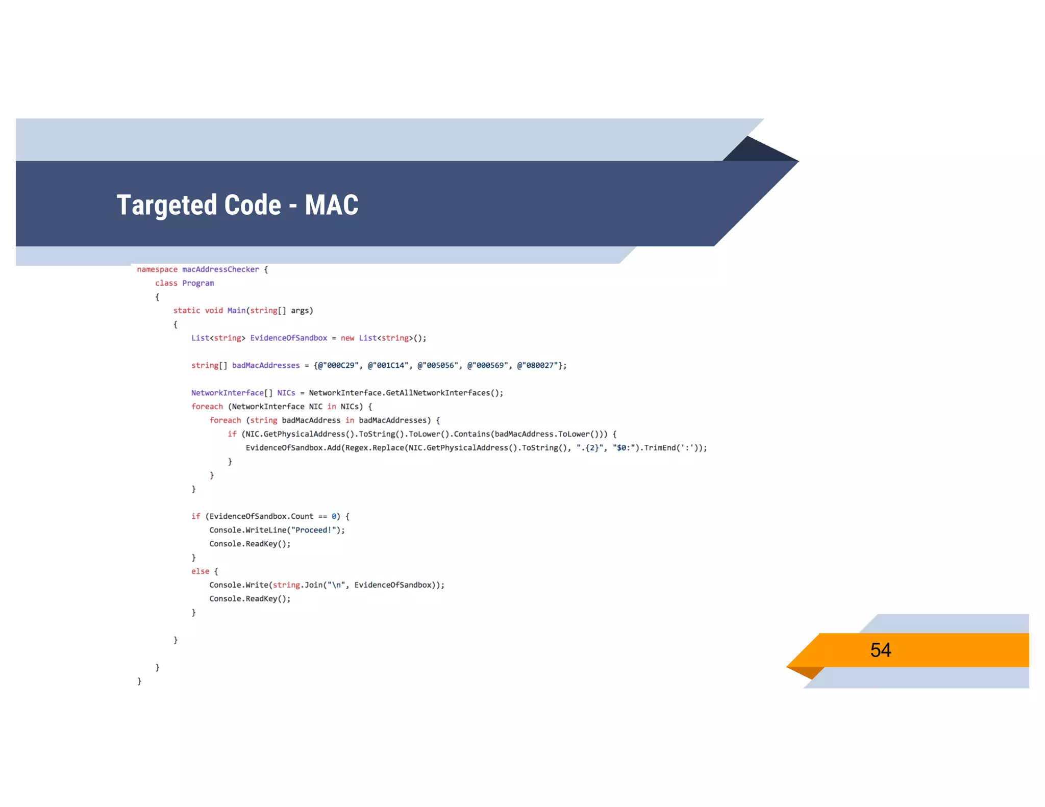 Targeted Code - MAC
54
 