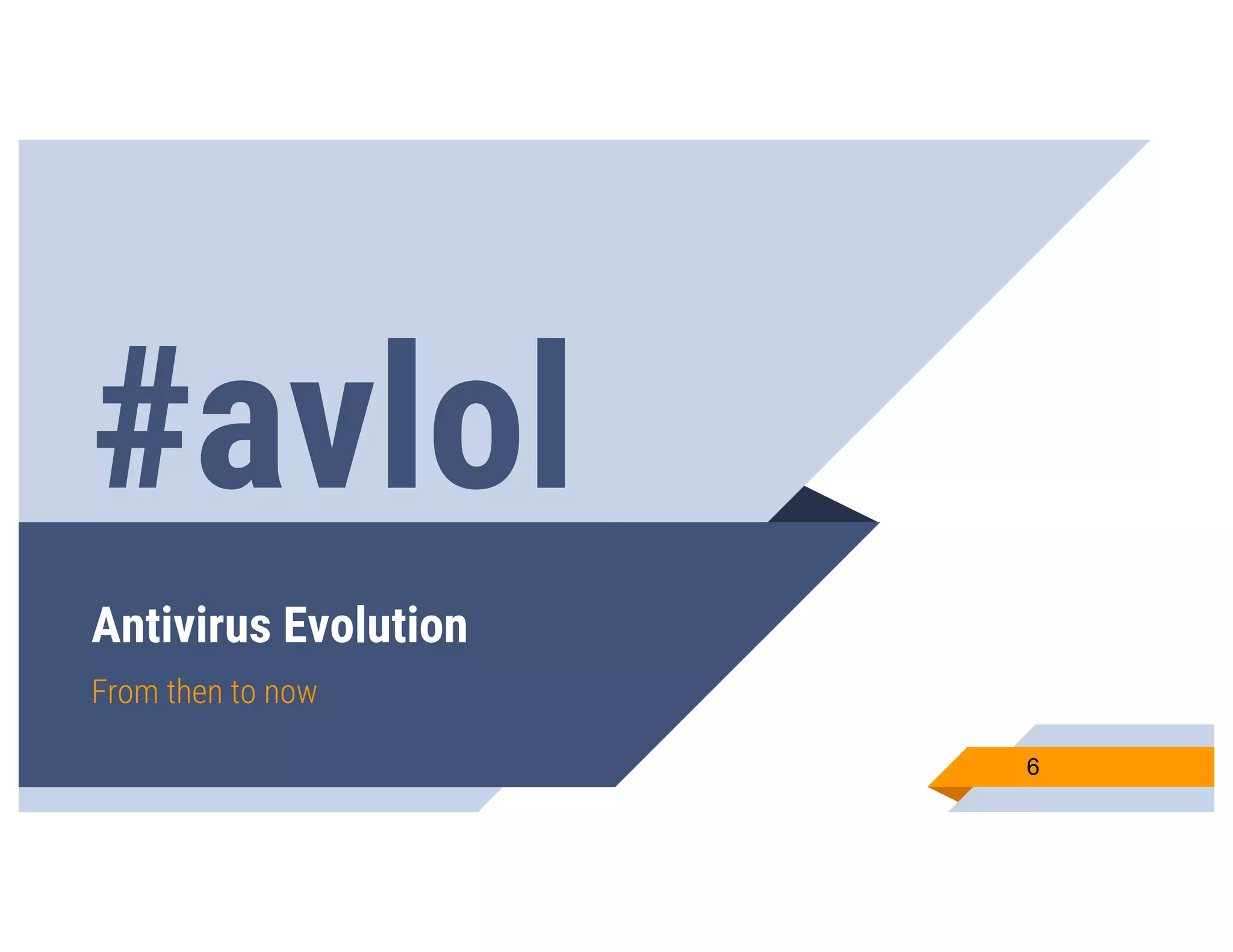 Antivirus Evolution
From then to now
6
#avlol
 
