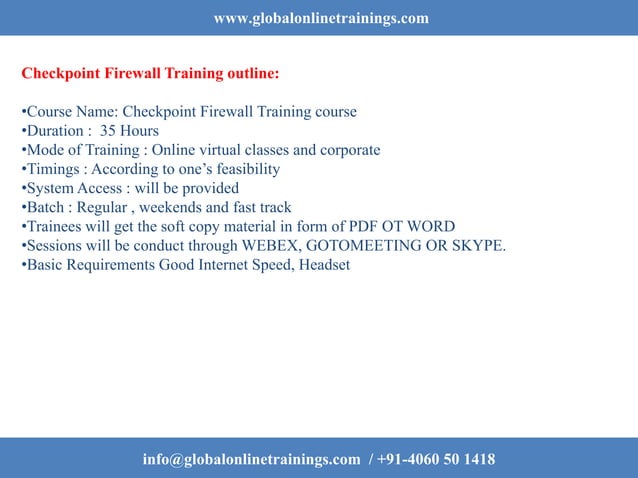 Checkpoint Firewall Training | Checkpoint Firewall Online Course | PPTX