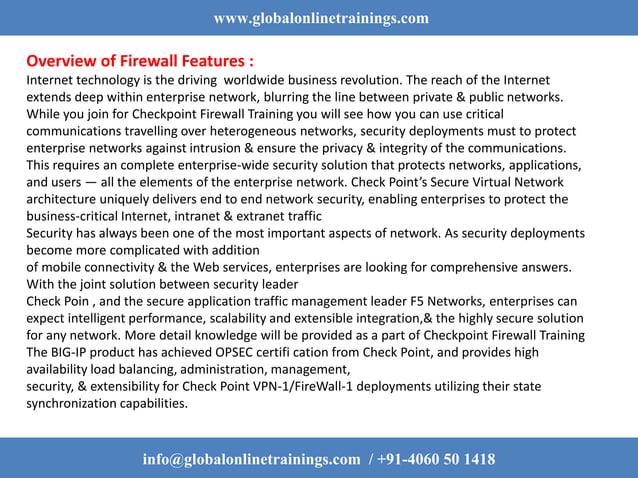 Checkpoint Firewall Training | Checkpoint Firewall Online Course | PPTX