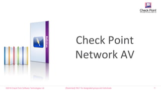 ©2016 Check Point Software Technologies Ltd. 18[Restricted] ONLY for designated groups and individuals​
Check Point
Network AV
 