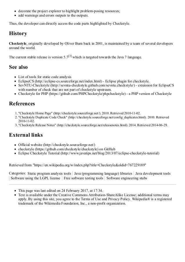 checkstyle wikipedia duplicate check style