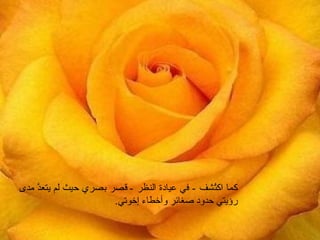 También me
encontró
miopía, ya que
‫مدى‬podía ver ‫كما اك ُشف - في عيادة النظر - قصر بصري‬
no
    ‫د‬
    ّ ‫حيث لم يتع‬                           ‫ت‬
más allá de las
cosas              .‫رؤيتي حدود صغائر وأخطاء إخوتي‬
negativas de mi
prójimo.
 