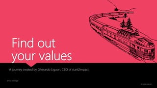 Find out
your values
A journey created by Gherardo Liguori, CEO of start2impact
Enrico Scheveger
All rights reserved
 