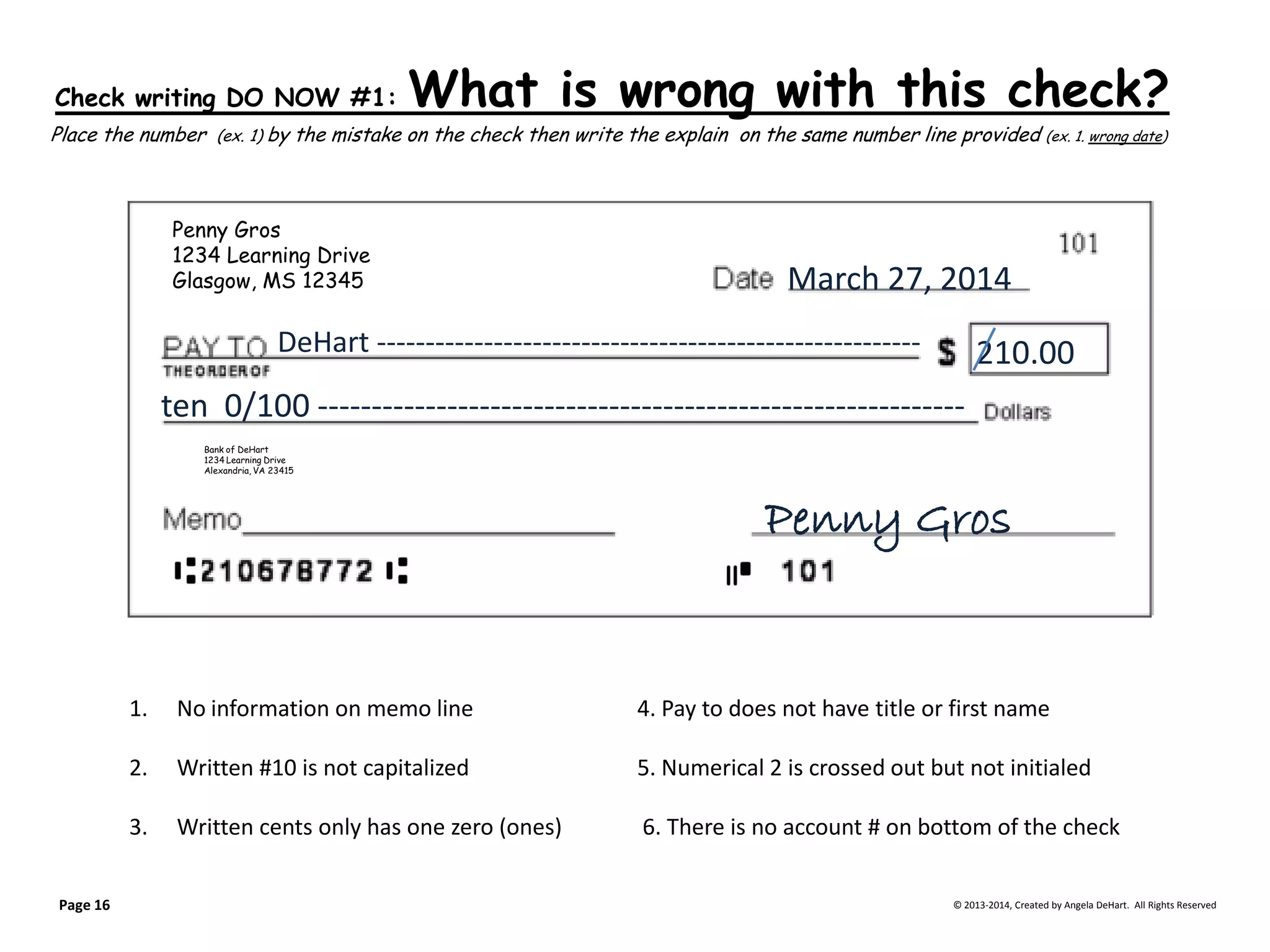 Check Writing Do Now ANSWERS | PDF