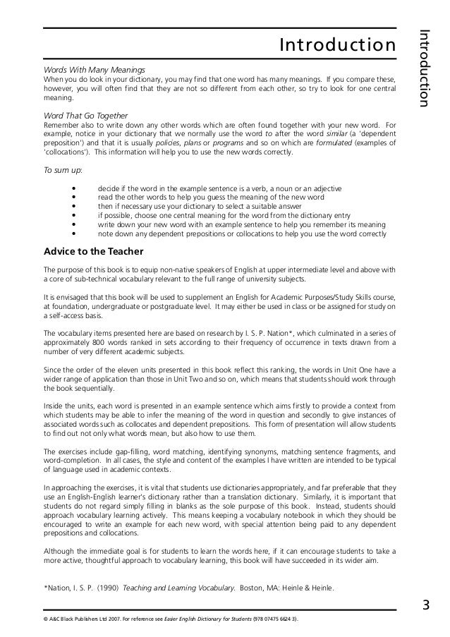 research unit vocabulary english 11b