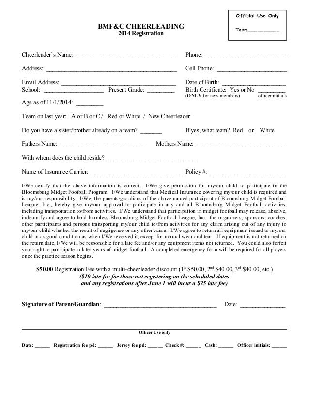 cheerleading registration form 2014 cheerleading registration flyer
