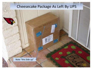 Cheesecake Package As Left By UPS Note “this Side up” 