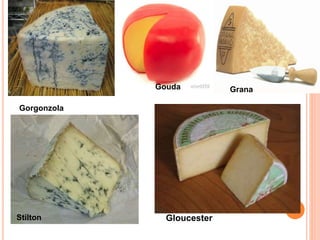 Gorgonzola
Gouda
Stilton
Grana
Gloucester
 