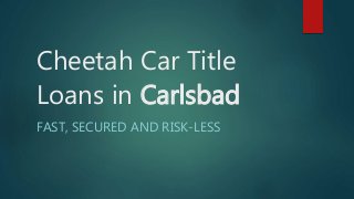 Cheetah Car Title
Loans in Carlsbad
FAST, SECURED AND RISK-LESS
 