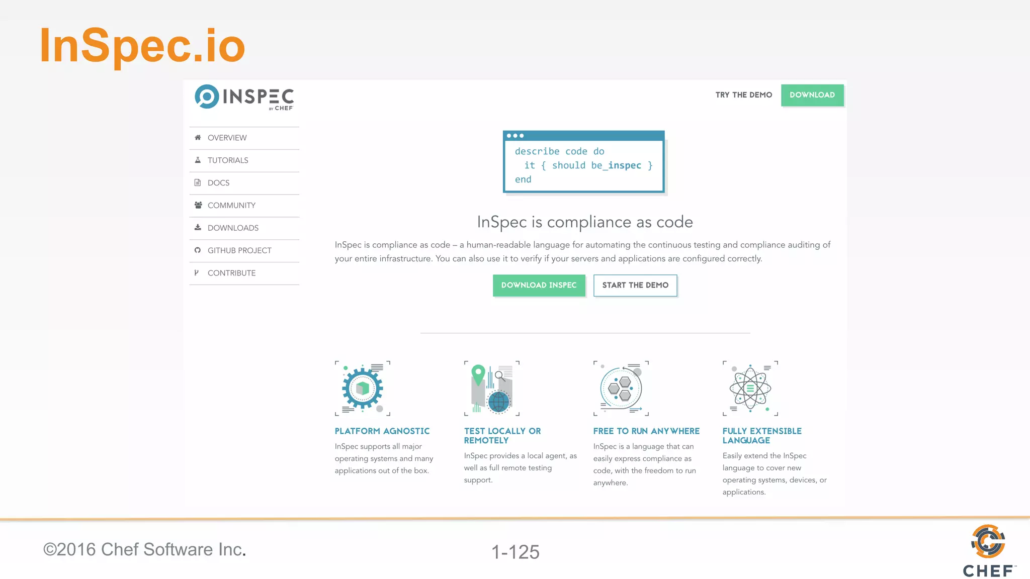©2016 Chef Software Inc. 1-125
InSpec.io
 