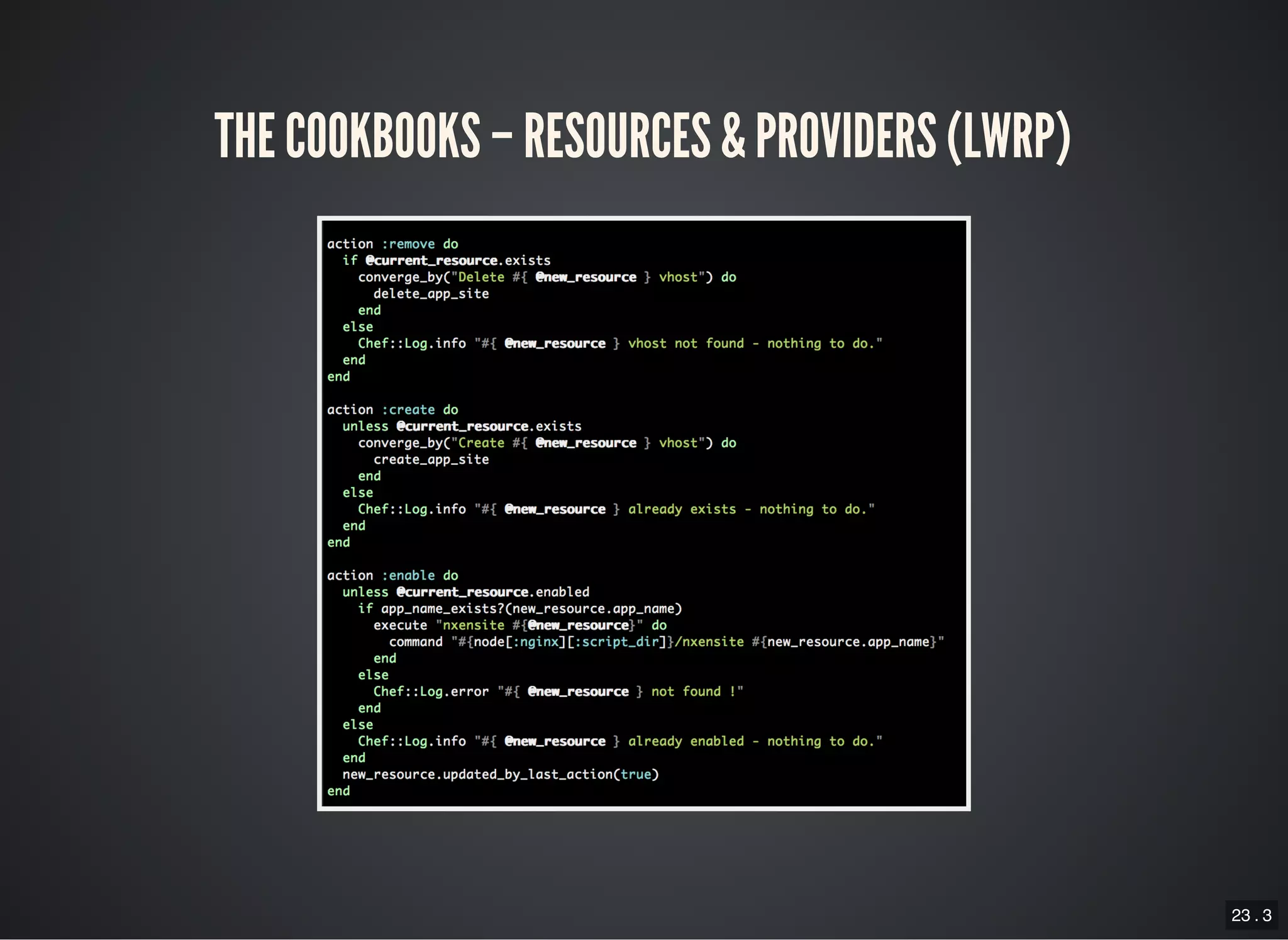 23 . 3
THE COOKBOOKS – RESOURCES & PROVIDERS (LWRP)
 