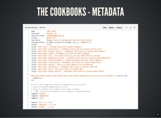17
THE COOKBOOKS - METADATA
 