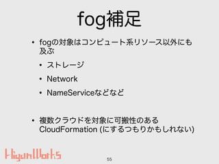 foga
? fogΌϥԥ`ϵ꥽`ˤ

? ȥ`
? Network
? NameServiceʤɤʤ
!
? }饦ɤ˿ɰԤΤ
CloudFormation (ˤĤ꤫⤷ʤ)
55
 