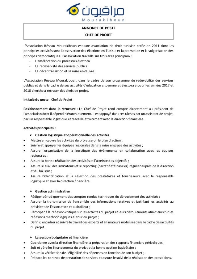 Chef de projet  Mourakiboun  Février 2017