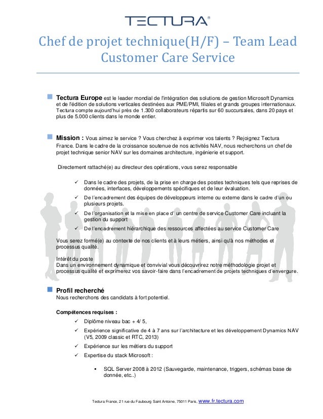 Chef de projet technique(h f) team lead customer care service