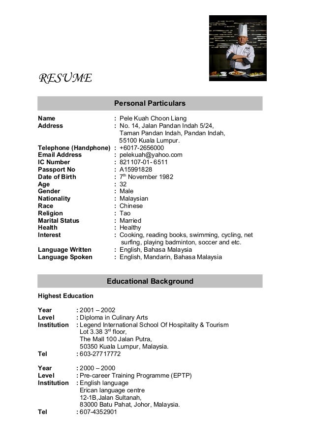 resume chef
