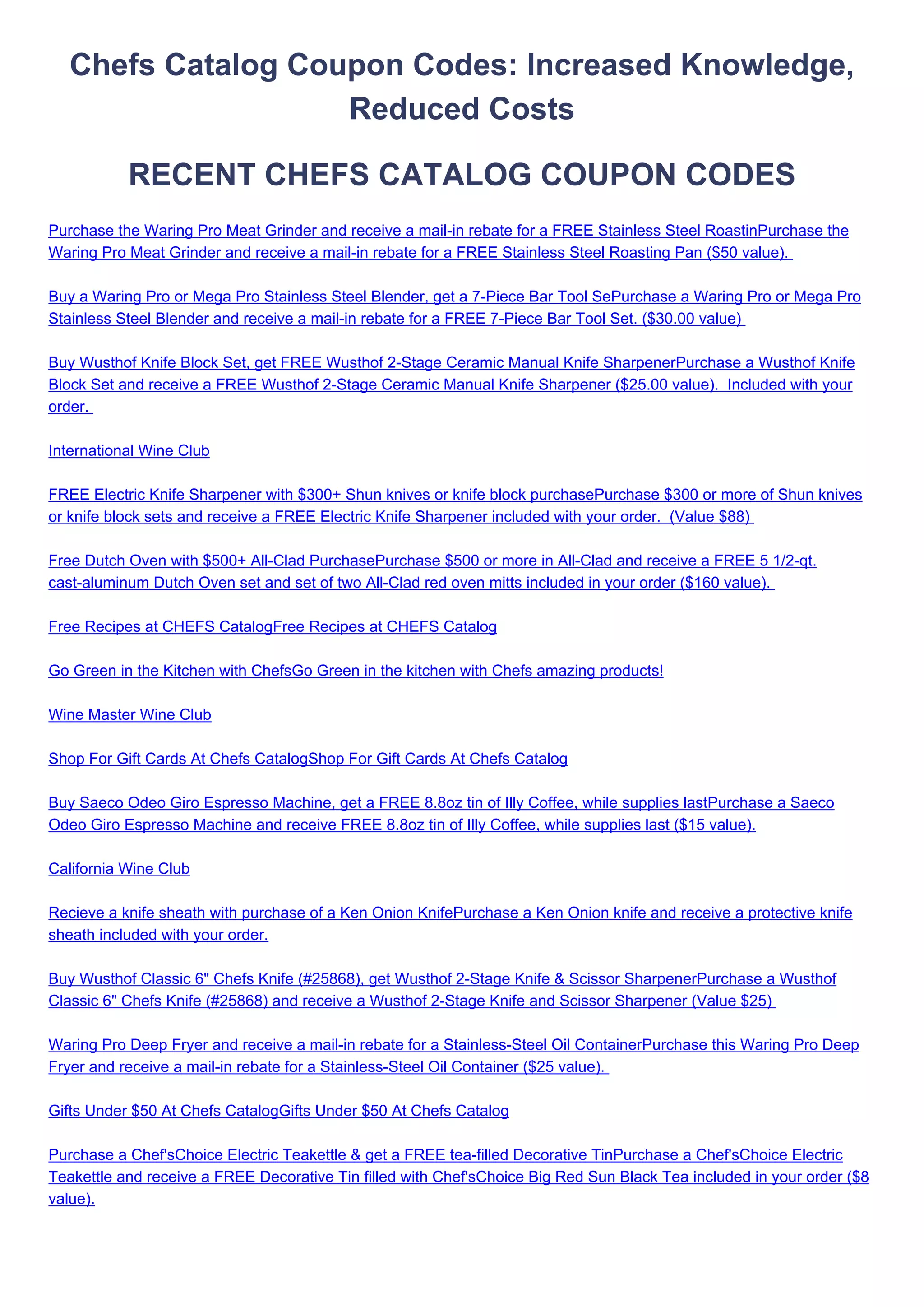 Chefs catalog coupon PDF