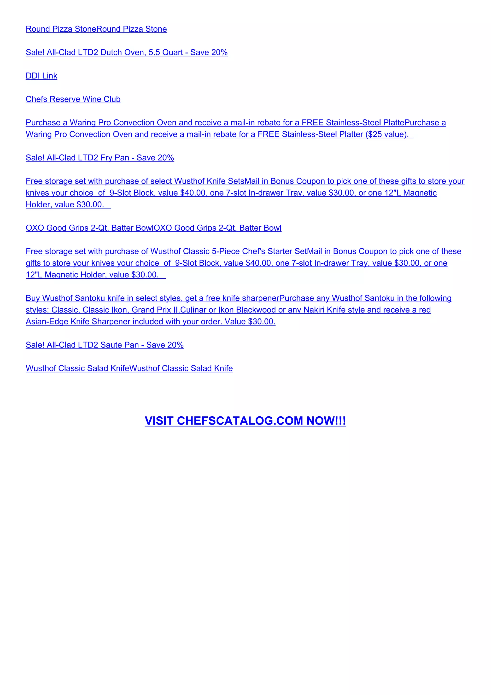 Chefs catalog coupon PDF