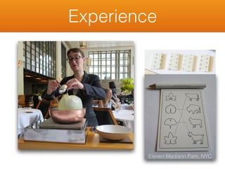 Eleven Madison Park, NYC
Experience
 